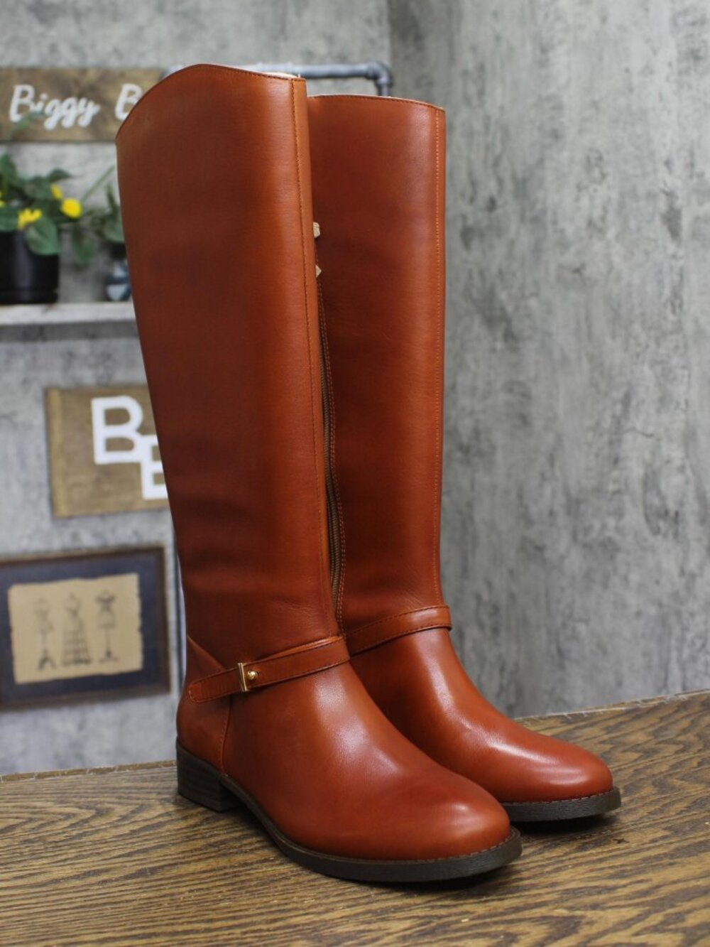 NWT On 34th Womens Firesse Riding Boots 10019685500 Cognac Leather Brown 6.5\M - Picture 3 of 11